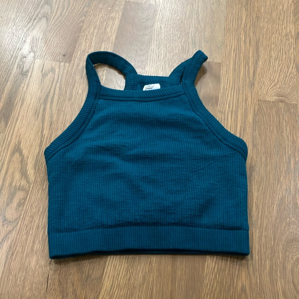 🔸NWT Fabletics Women's Dawn Seamless Bra Blue Green Rayon Blend Sports Bra
